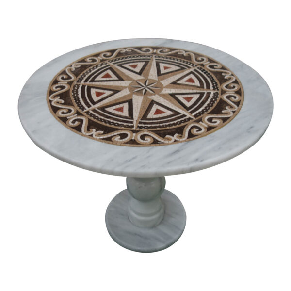 Overlapping marble mosaic circular table TA-011