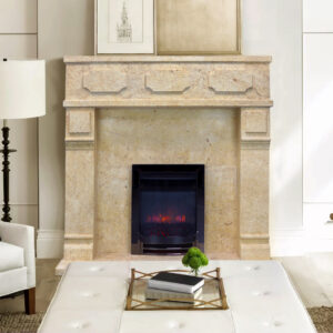 Modern Light Limestone Fireplace Surround