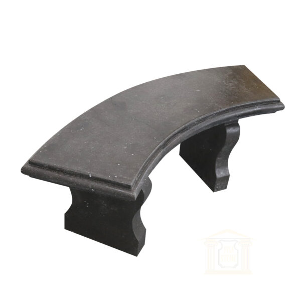 Curved black stone bench
