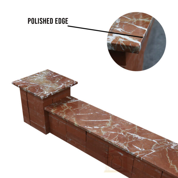 Red marble coping polished